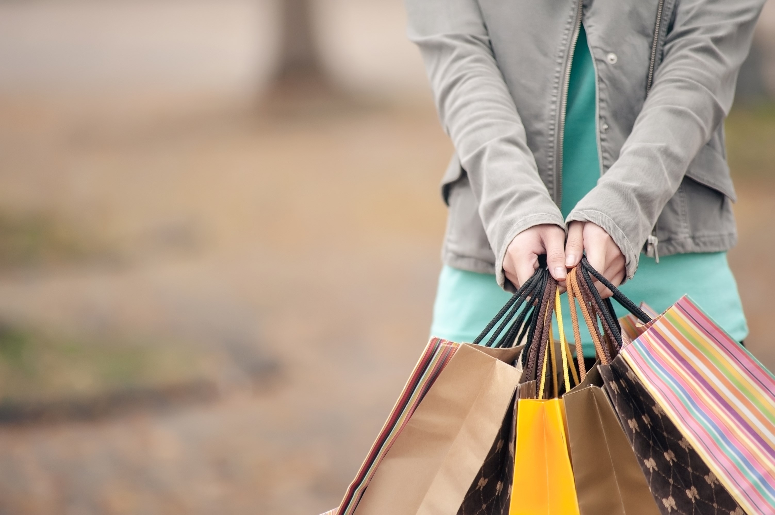 Person holding shopping bags