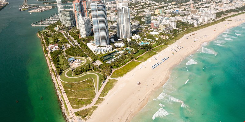 Aerial view of South Beach in Miami