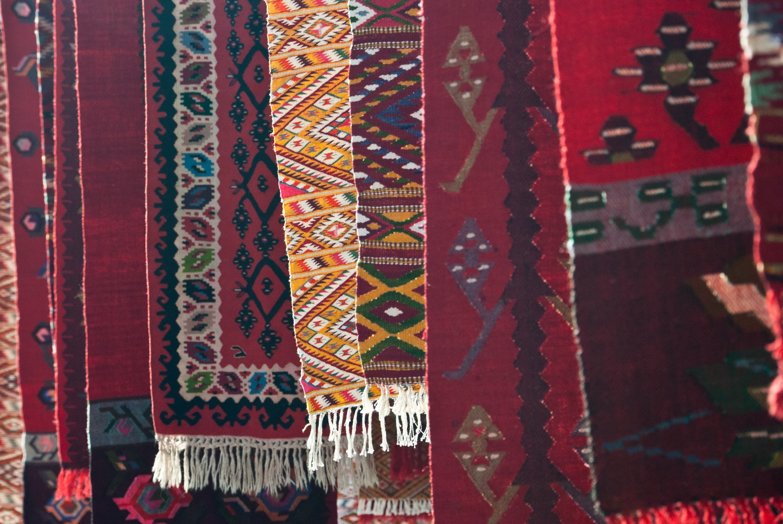 Red carpets in Macedonian bazaar